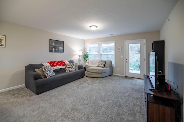 living room with carpet