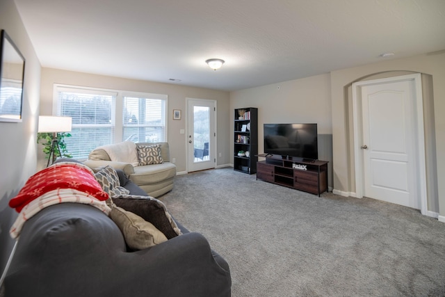 living room with carpet