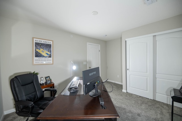 view of carpeted office space