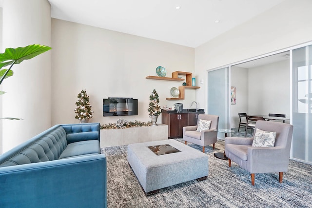 living room with sink