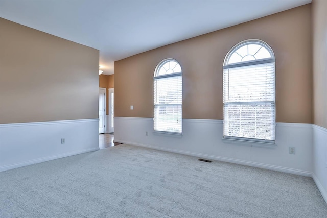 spare room featuring a healthy amount of sunlight and light colored carpet