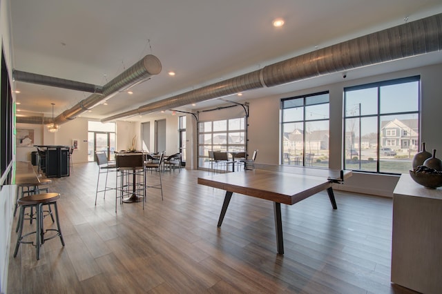 game room featuring wood-type flooring