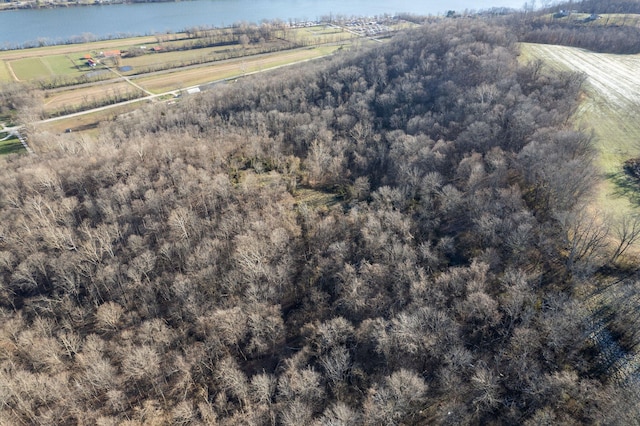 birds eye view of property with a rural view and a water view