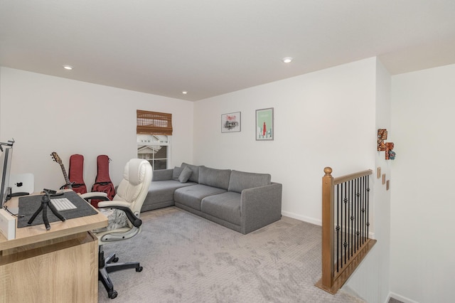 view of carpeted home office