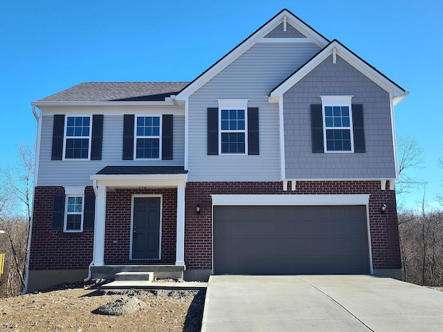 view of front of property featuring a garage