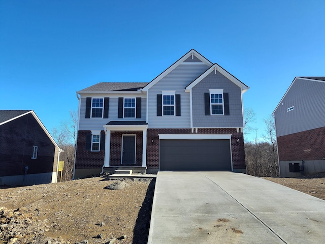 front facade with a garage