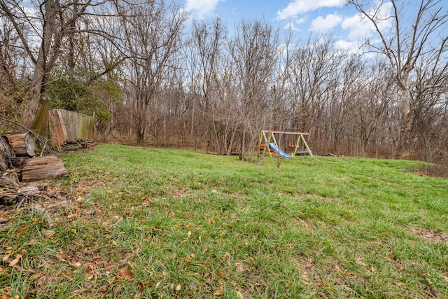 view of yard featuring a playground