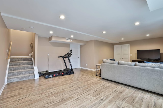 living room featuring light wood-type flooring