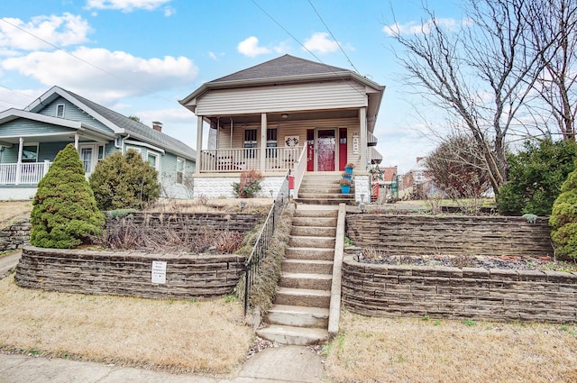 view of front facade featuring covered porch