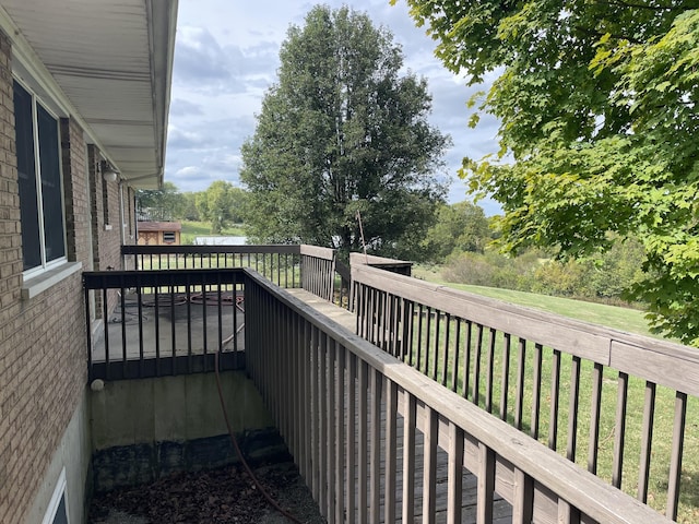 wooden balcony with a deck