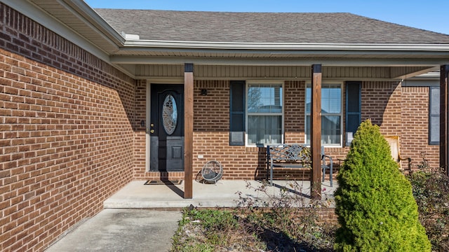 view of exterior entry featuring a porch