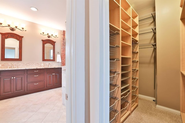 spacious closet with sink