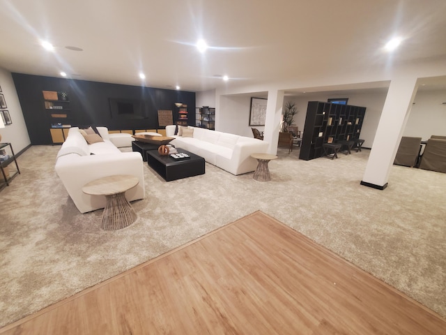 living room featuring light hardwood / wood-style flooring