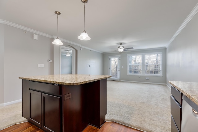 4212 Country Mill Rdg, Burlington, KY 41005 - kitchen featuring ceiling fan, crown molding, and hanging light fixtures