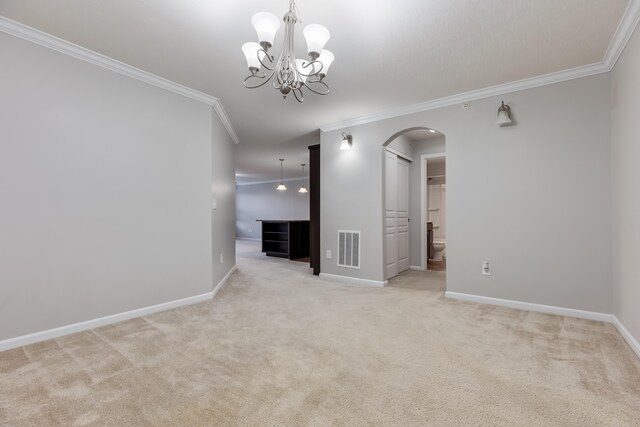 4212 Country Mill Rdg, Burlington, KY 41005 - carpeted spare room with crown molding and a notable chandelier