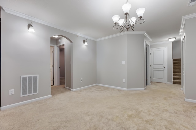 4212 Country Mill Rdg, Burlington, KY 41005 - unfurnished room featuring light carpet, an inviting chandelier, and crown molding