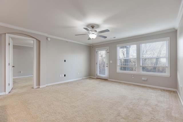 4212 Country Mill Rdg, Burlington, KY 41005 - spare room with light colored carpet, ceiling fan, and ornamental molding