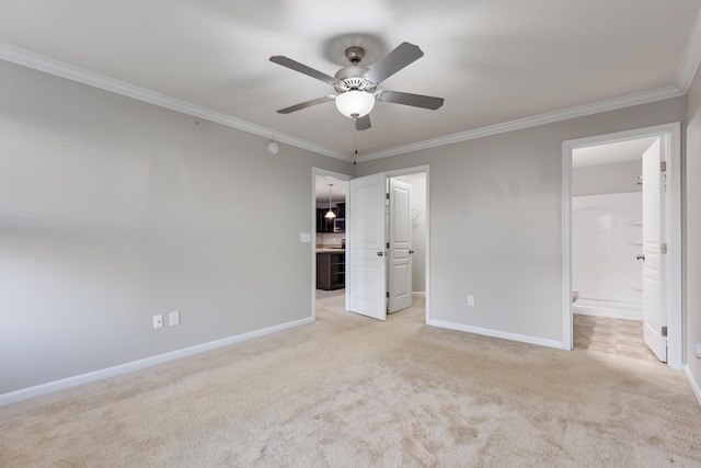 4212 Country Mill Rdg, Burlington, KY 41005 - unfurnished bedroom featuring connected bathroom, a spacious closet, ceiling fan, and ornamental molding