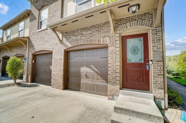 exterior space with a garage