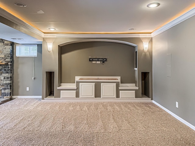 interior space with crown molding