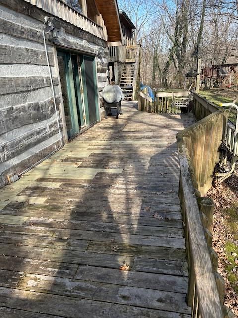 wooden deck with stairs