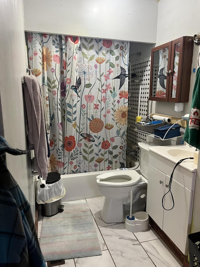 full bathroom with vanity, toilet, and tub / shower combination