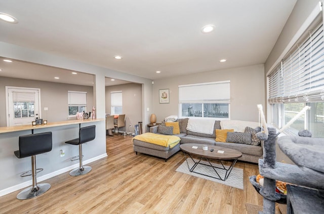 living room featuring light hardwood / wood-style floors