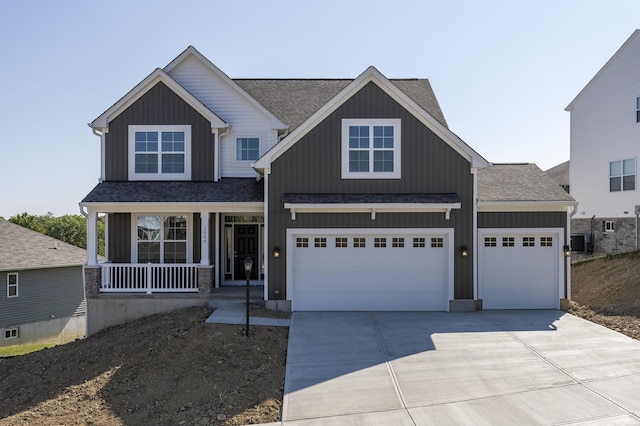 view of front of house featuring covered porch and central air condition unit