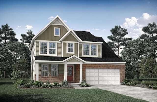 view of front facade featuring a front yard and a garage