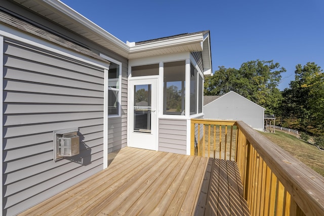 deck featuring a sunroom