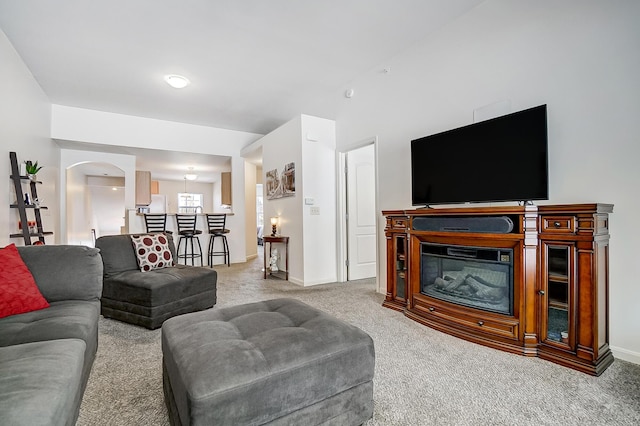 living room with carpet floors