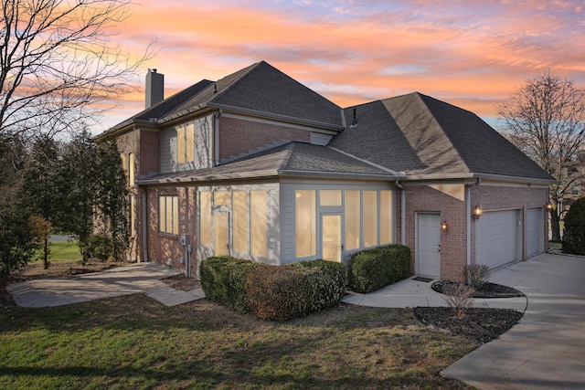 view of front of house with a garage