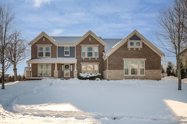 view of front of property featuring covered porch