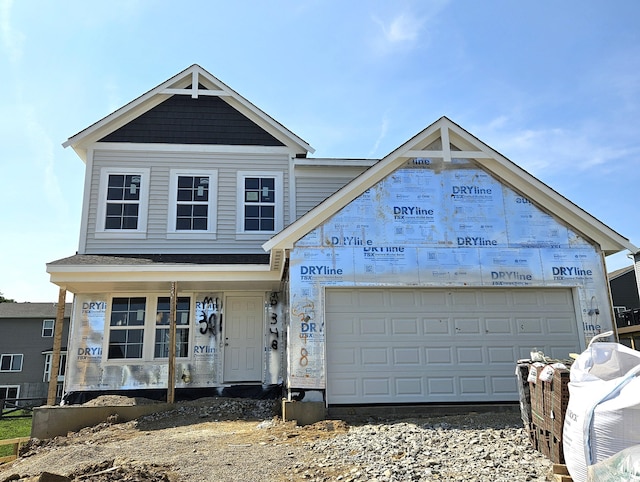 1373 Meadowrun Ln, Independence, KY 41051 - property in mid-construction with an attached garage and a porch