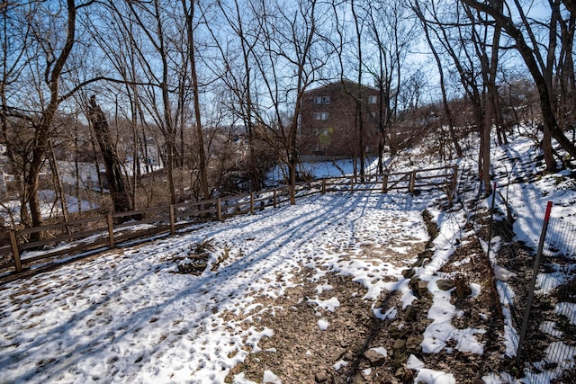 view of yard covered in snow