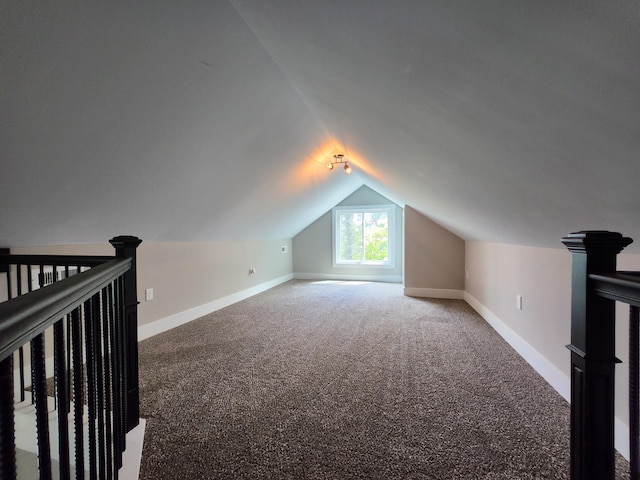 additional living space with carpet floors and vaulted ceiling