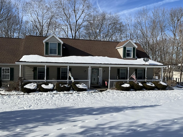 cape cod-style house with covered porch