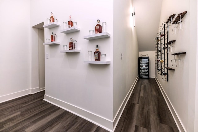 interior space with dark wood-type flooring