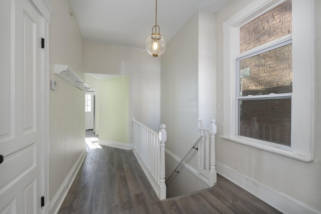 corridor featuring dark hardwood / wood-style floors