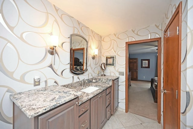 bathroom featuring vanity and tile patterned flooring