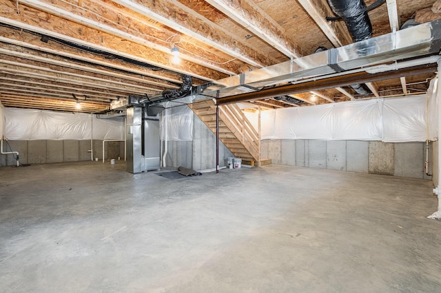 basement with heating unit