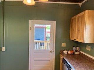 kitchen with dishwasher and light brown cabinets