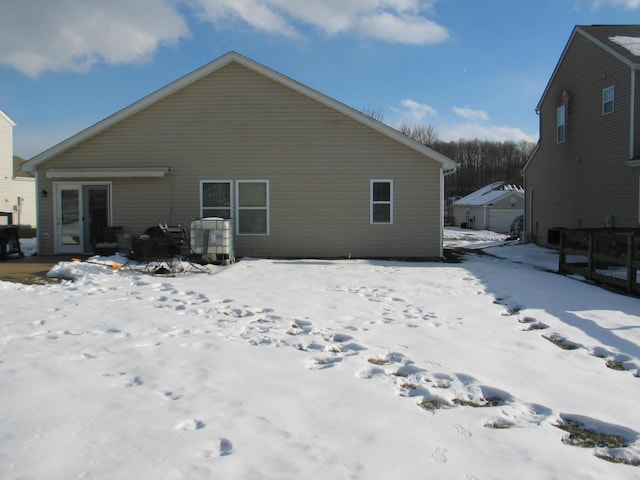 view of snow covered property