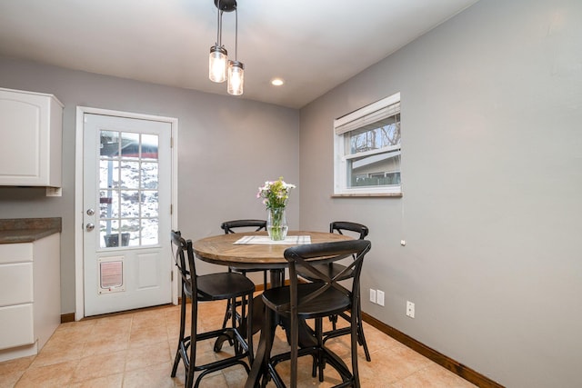 view of tiled dining room