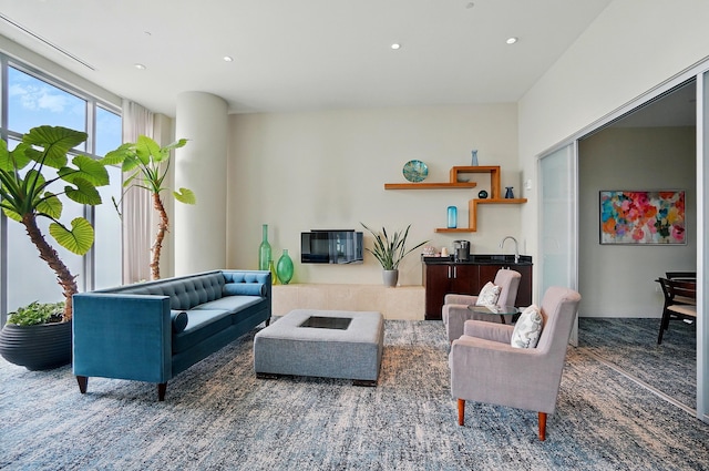 400 Riverboat Row Unit 605, Newport, KY 41071 - carpeted living room featuring recessed lighting