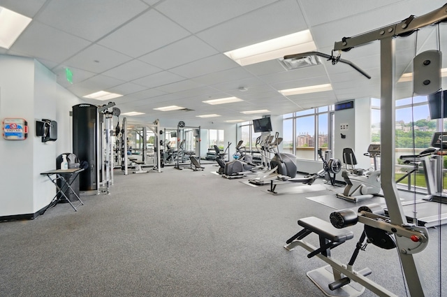 400 Riverboat Row Unit 605, Newport, KY 41071 - gym with baseboards and a paneled ceiling