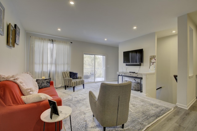 living room featuring light hardwood / wood-style flooring