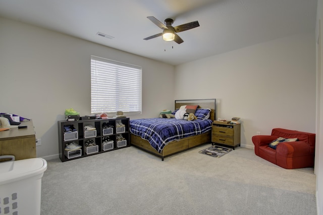 bedroom with carpet and ceiling fan