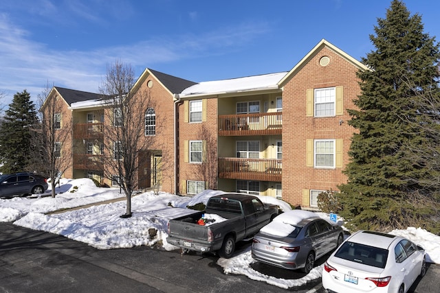 view of snow covered property