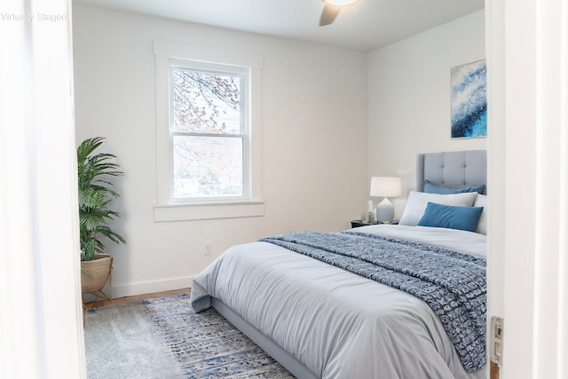 bedroom featuring ceiling fan